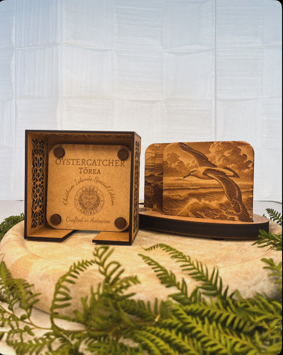 Chatham Islands Collection | Wood Coasters Set with Wood Case
