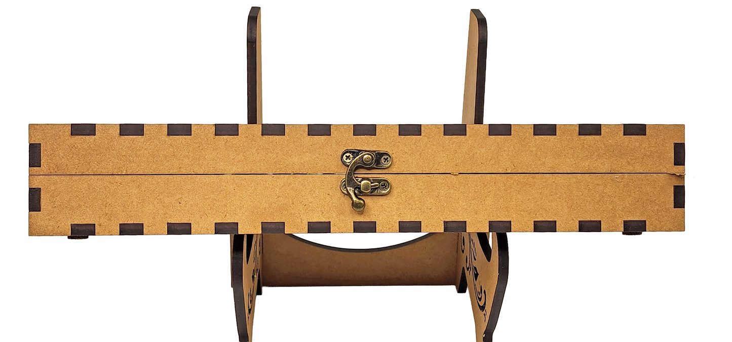 Laser-engraved stainless cleaver — Hunter’s Sunrise — stag at sunrise native bush — engraved both sides — gift-ready MDF box — Aroha Artisan NZ