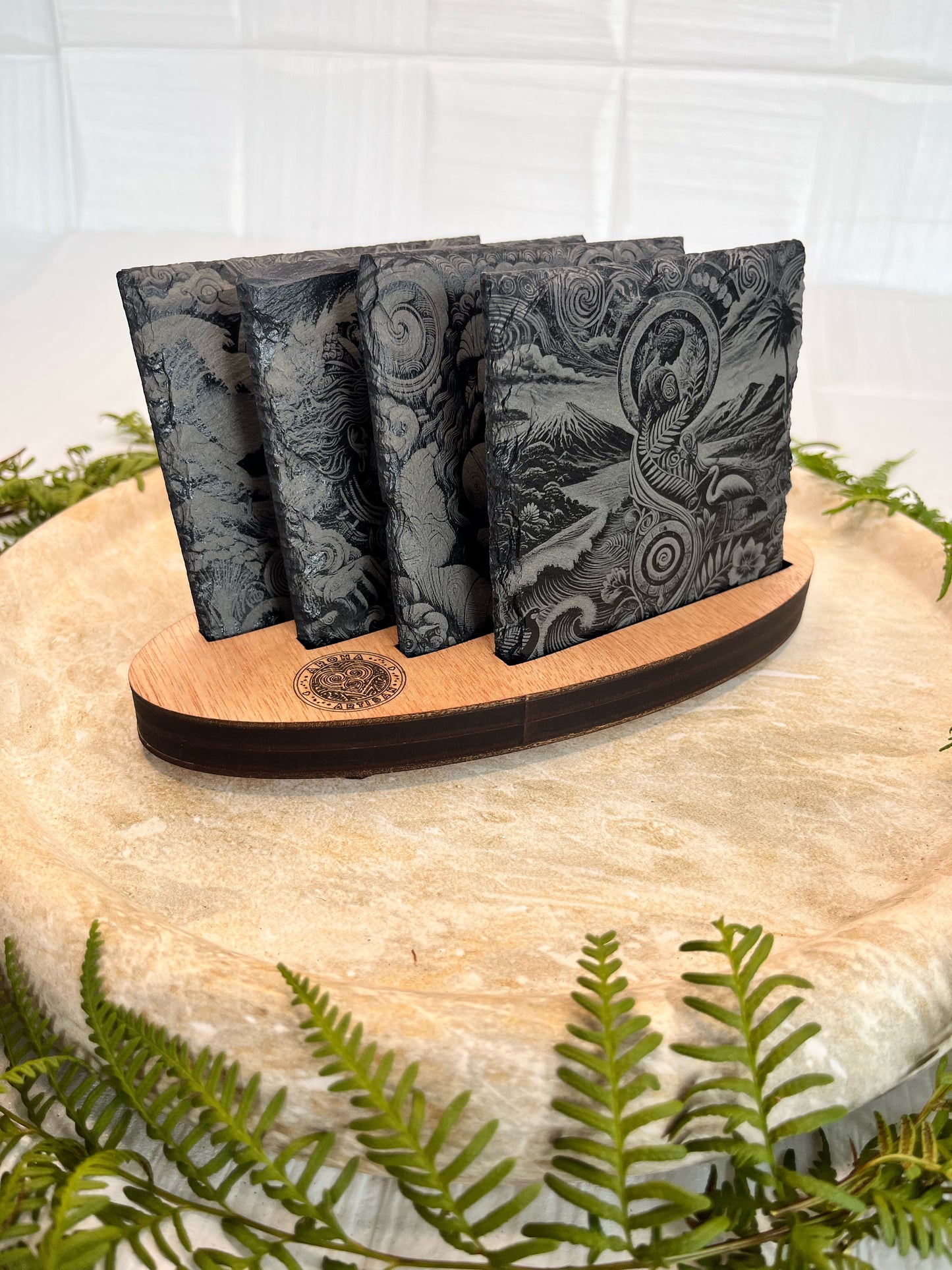 Mother Nature - Te Taiao Collection | Slate Coaster Sets With Wood Case