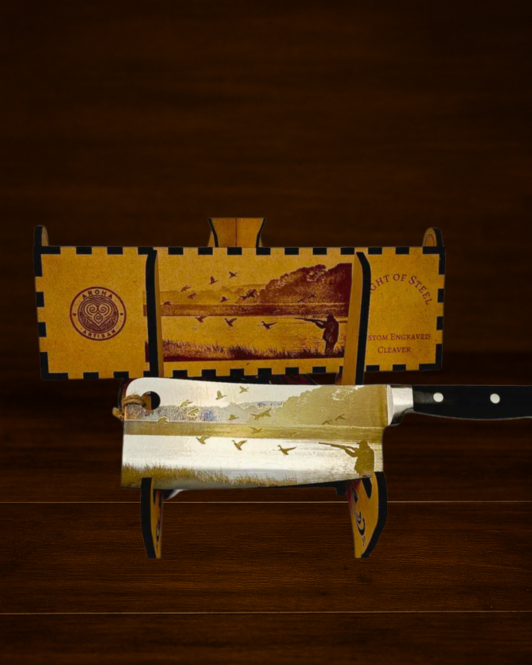 Engraved Cleaver (Knife) — Flight of Steel | Aroha Artisan NZ