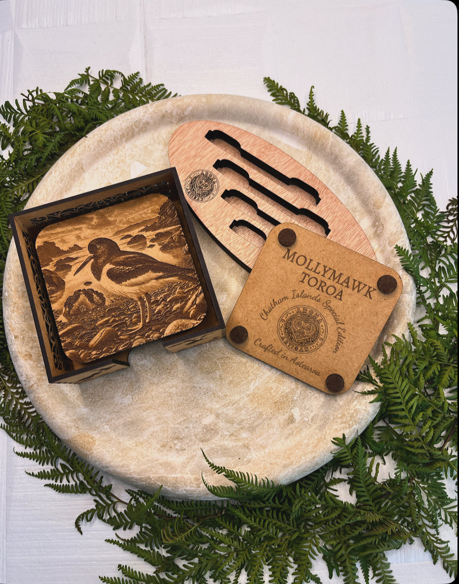 Chatham Islands Collection | Wood Coasters Set with Wood Case