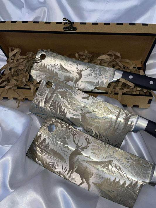 Engraved Cleaver (Knife) — Hunter’s Sunrise | Aroha Artisan NZ