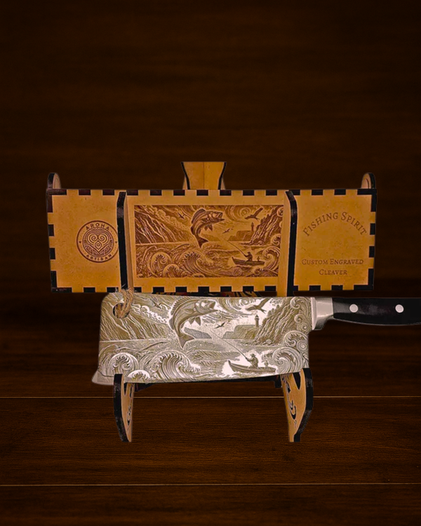 Engraved Cleaver (Knife) — Fishing Spirit | Aroha Artisan NZ