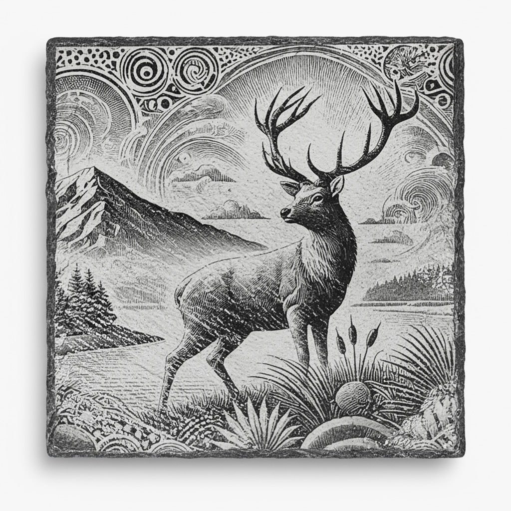 Spirit of the Outdoors engraving on one natural slate coaster