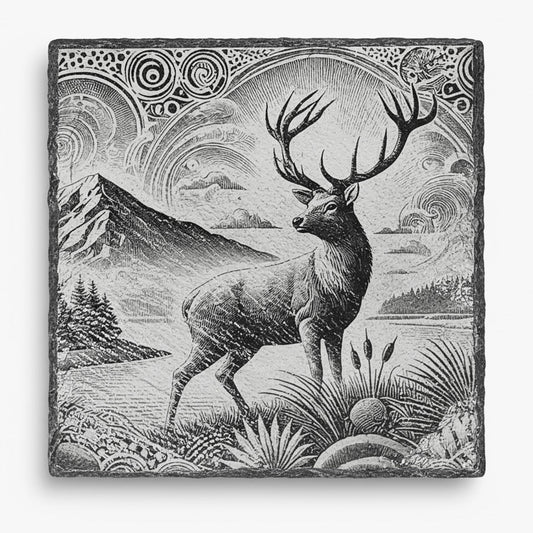 Spirit of the Outdoors engraving on one natural slate coaster