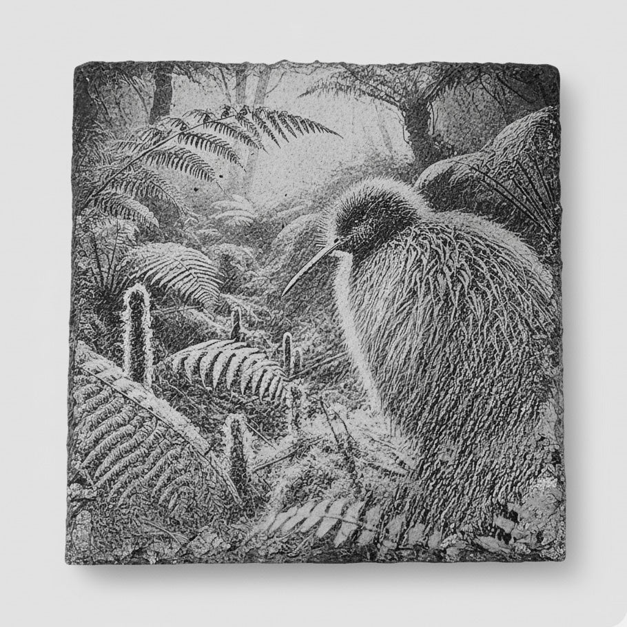 Kiwi Side engraving on one natural slate coaster