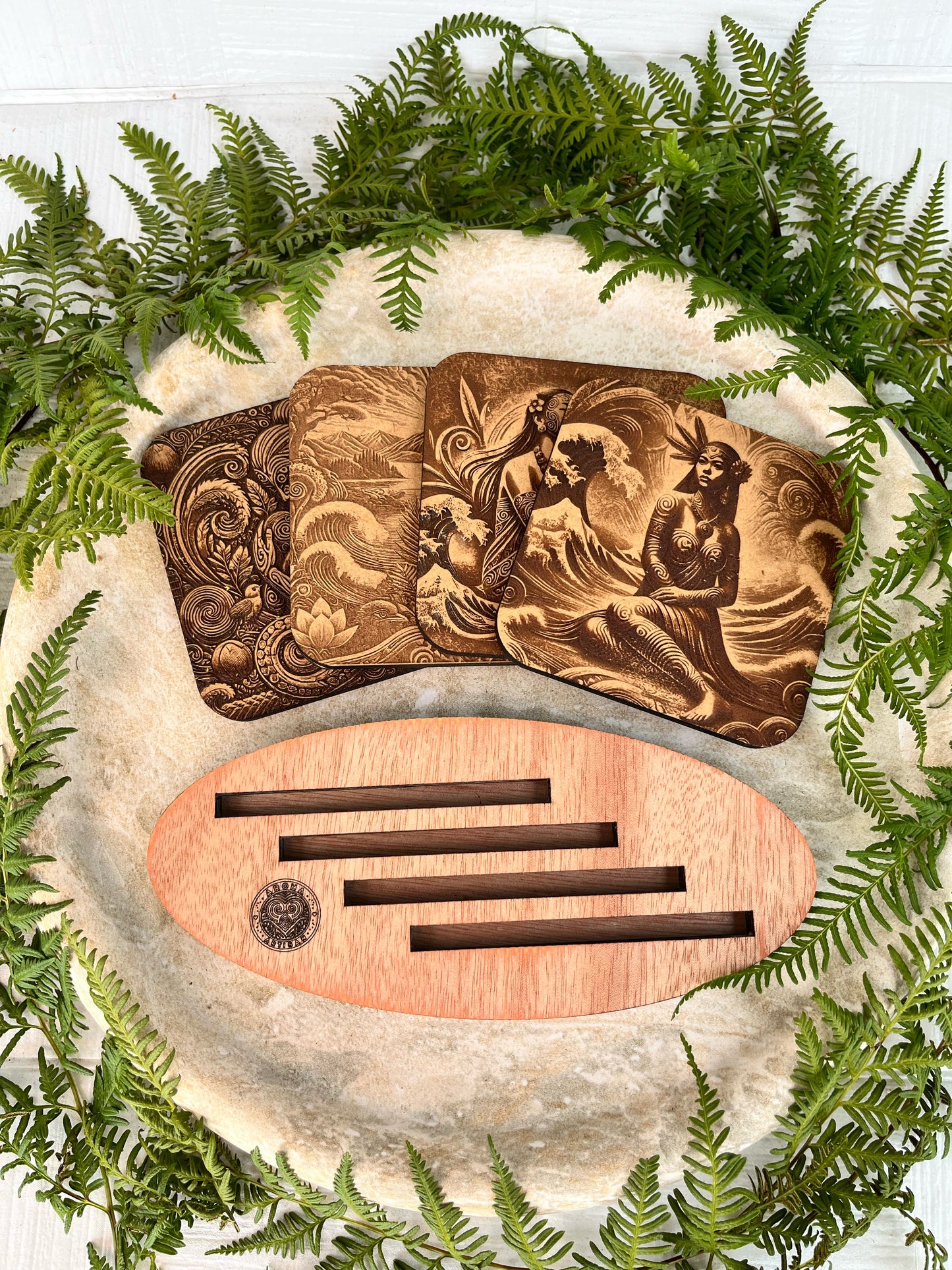 Mother Nature - Te Taiao Collection | Wood Coaster Sets with Wood Case