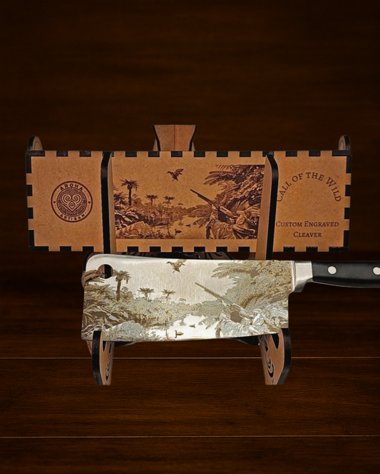 Engraved Cleaver (Knife) — Call of the Wild | Aroha Artisan NZ