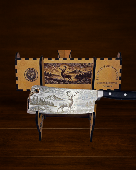 Engraved Cleaver (Knife) — Spirit of the Outdoors | Aroha Artisan NZ