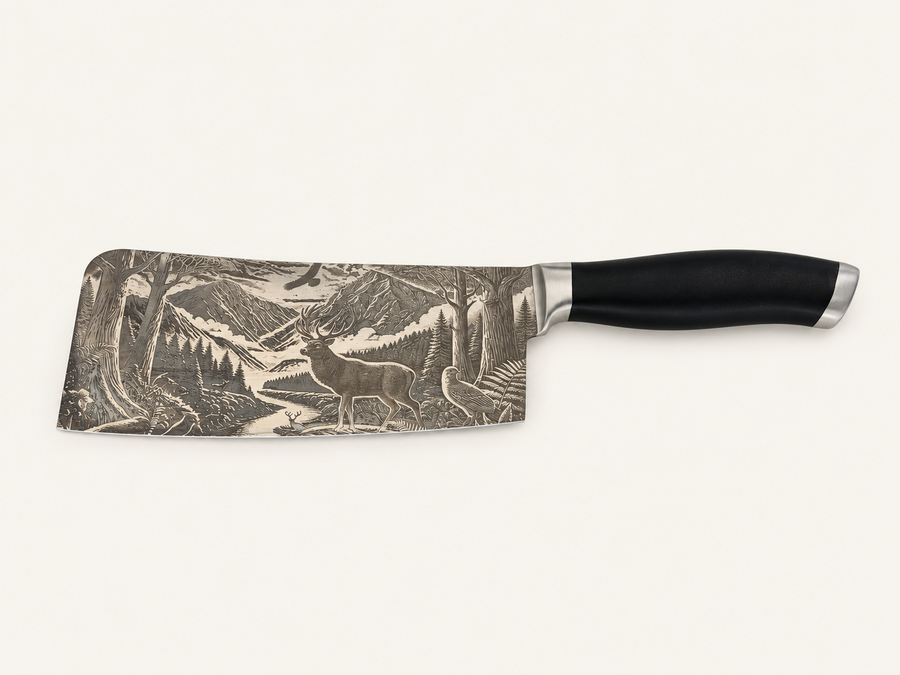 Hunter’s Sunrise engraved cleaver