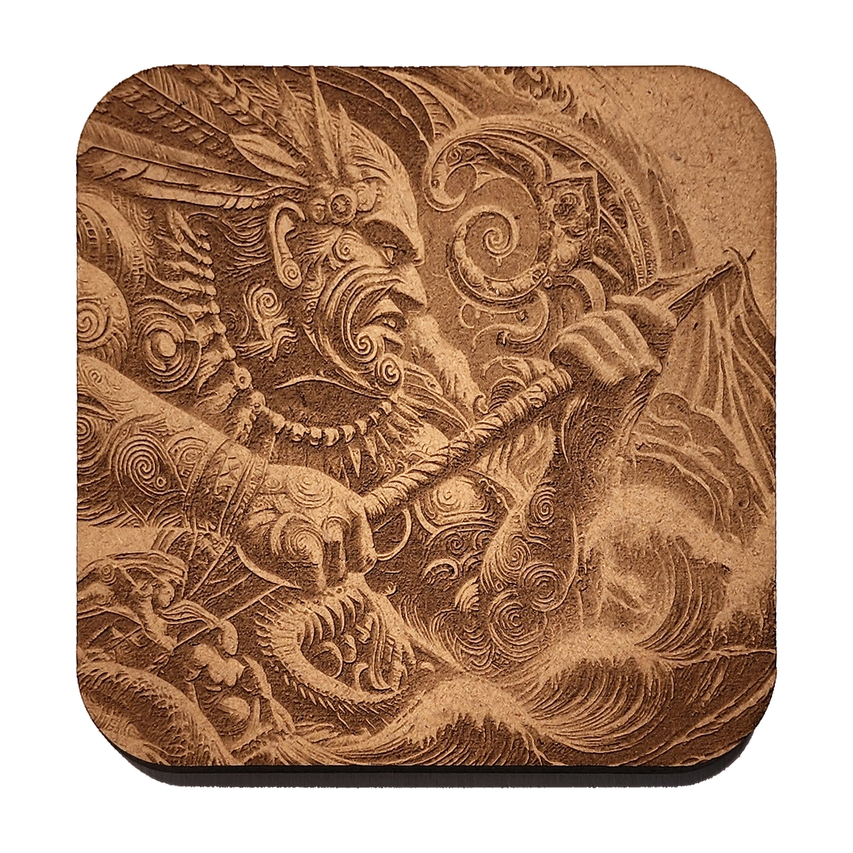 Maui v1 artwork engraved on a Wood/MDF coaster